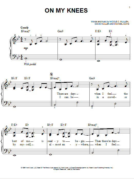 Nicole C. Mullen On My Knees Sheet Music