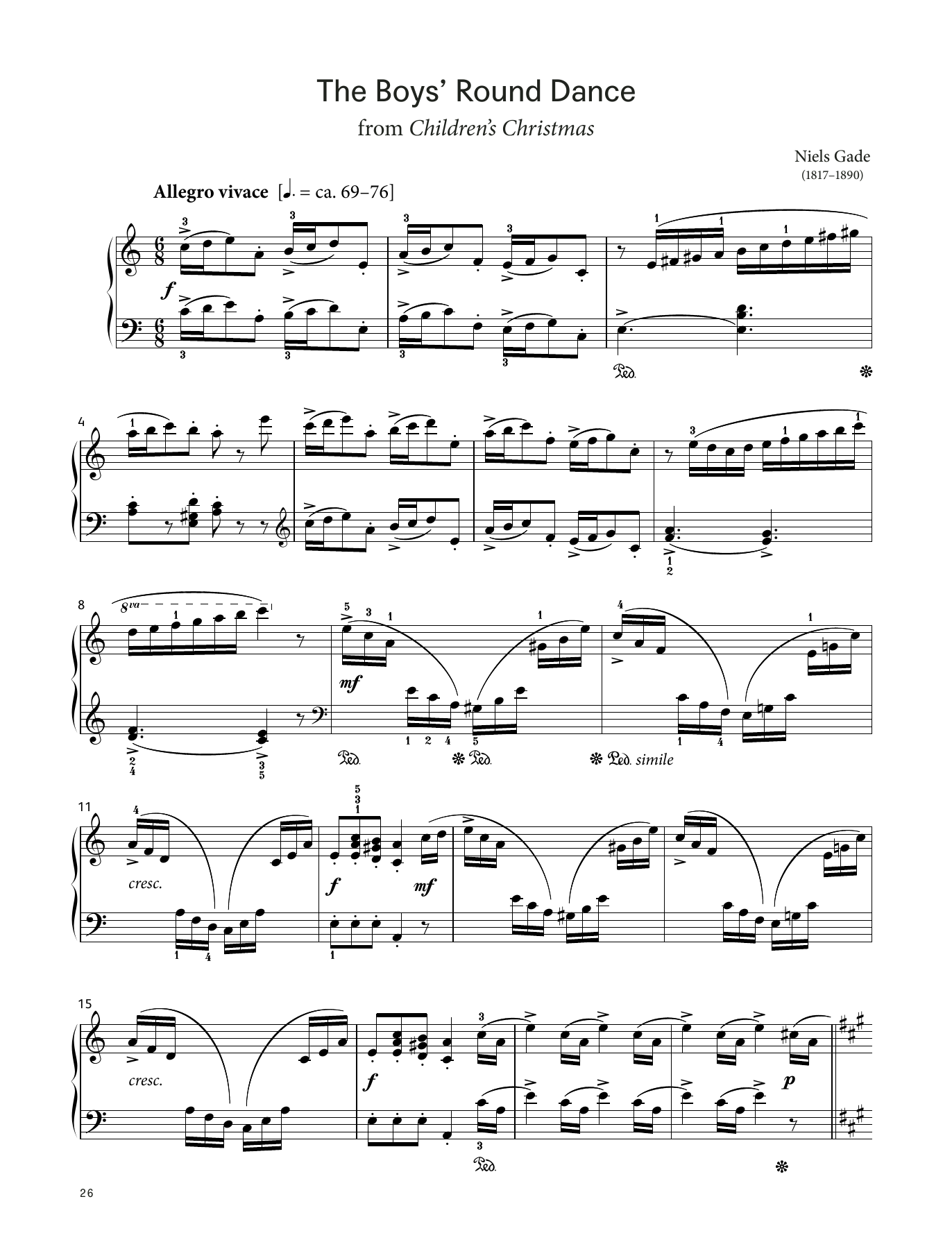 Niels Gade The Boys' Round Dance, Op. 36 No. 3b (LCME Piano 2018 Grade 5 List B) Sheet Music