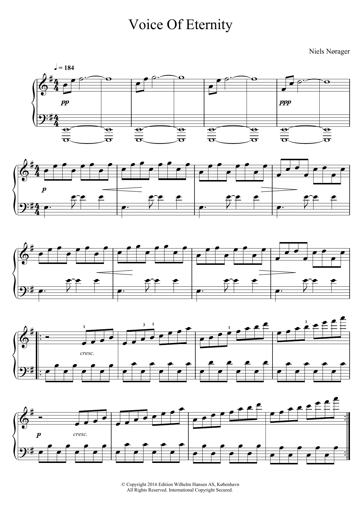 Niels Norager Voice Of Eternity Sheet Music