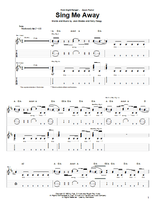 Night Ranger Sing Me Away Sheet Music