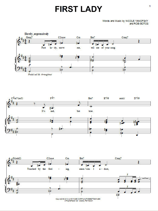 Nikki Yanofsky First Lady Sheet Music