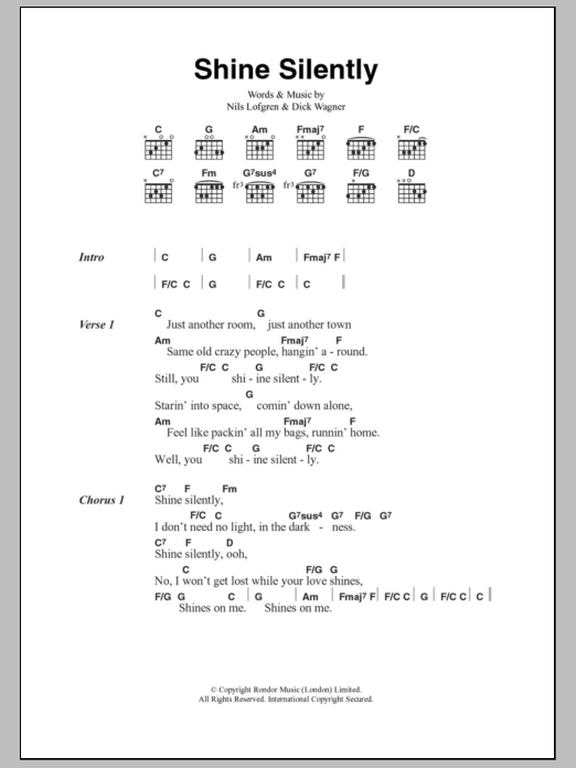 Nils Lofgren Shine Silently Sheet Music