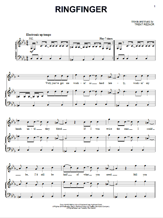 Nine Inch Nails Ringfinger Sheet Music