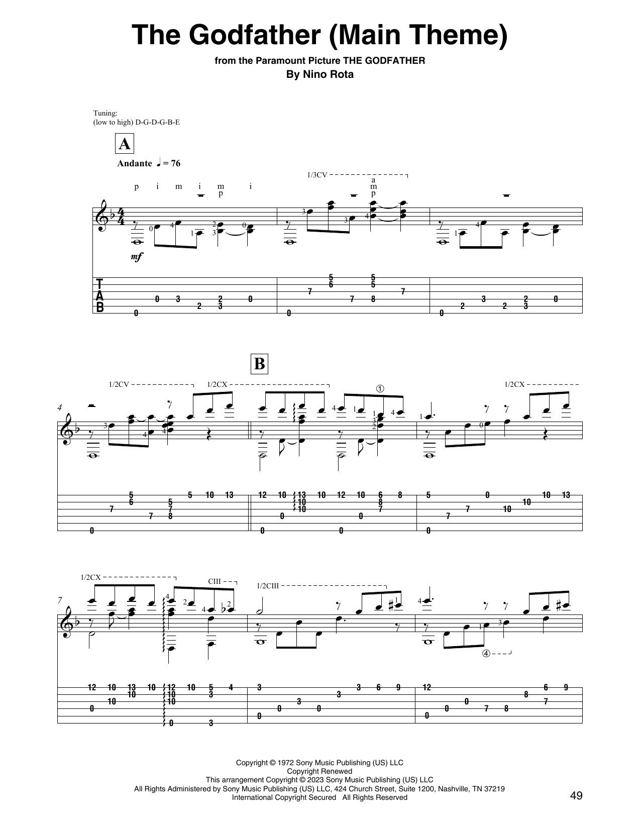 Nino Rota The Godfather (Main Theme) Sheet Music
