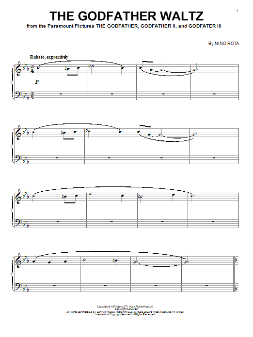 Nino Rota The Godfather Waltz Sheet Music