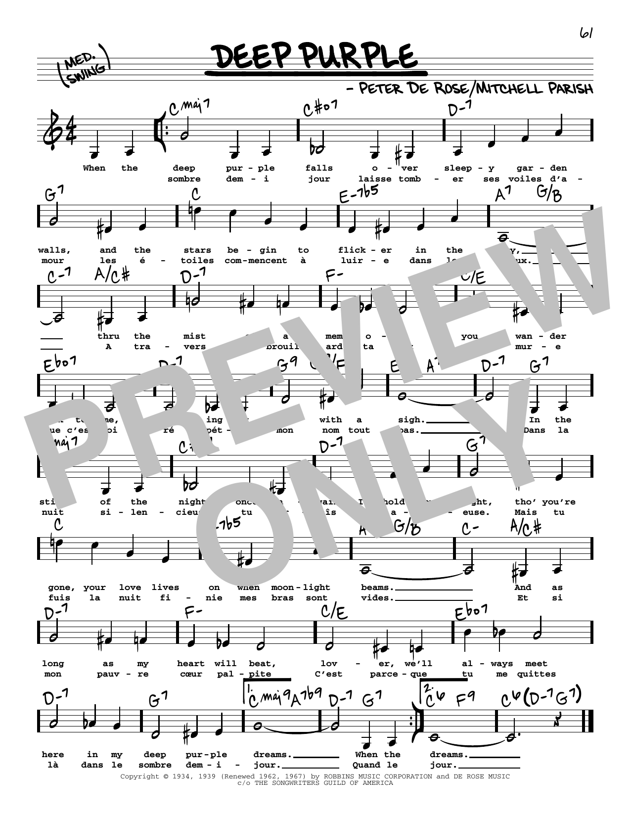 Nino Tempo & April Stevens Deep Purple (Low Voice) Sheet Music