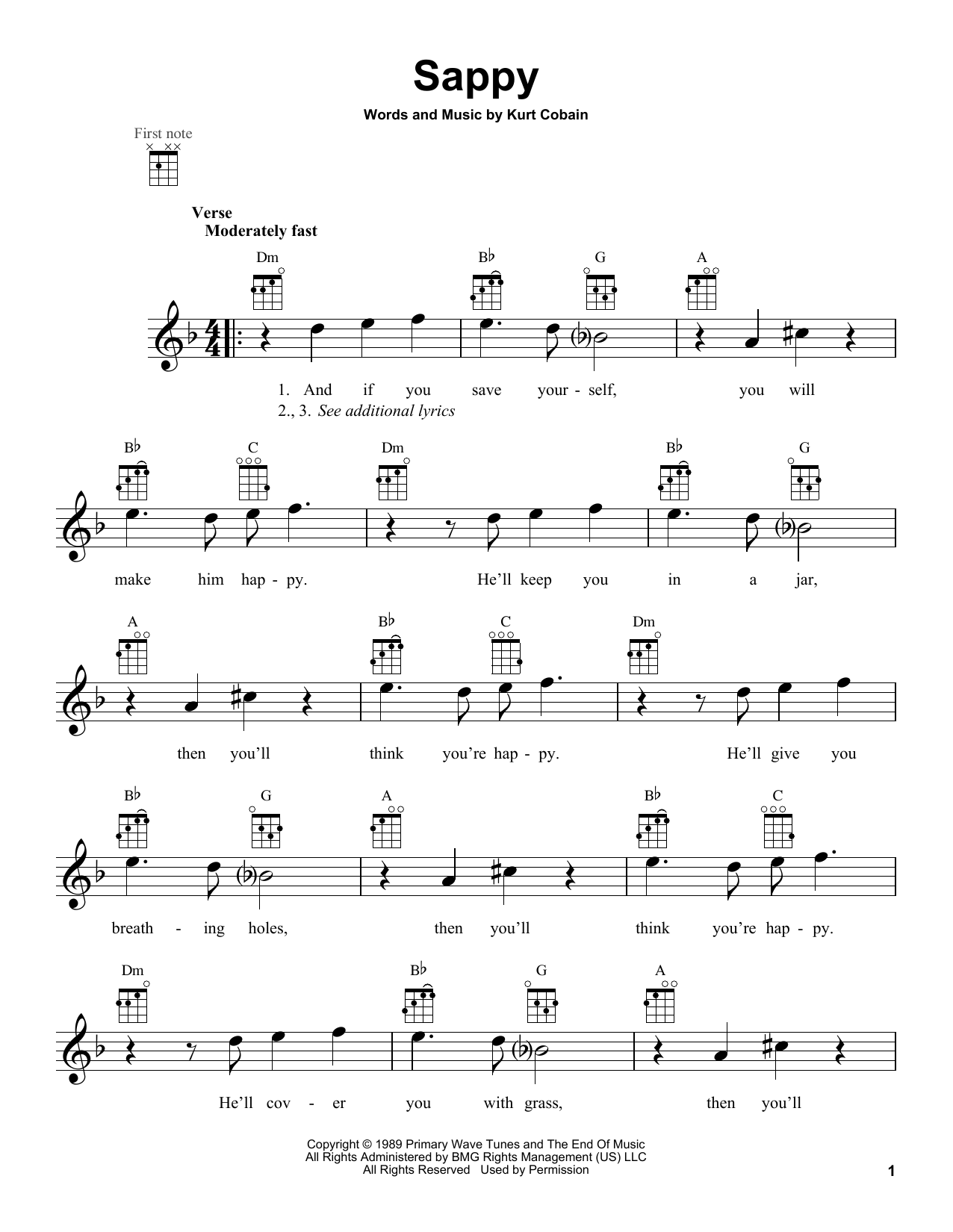 Nirvana Sappy Sheet Music