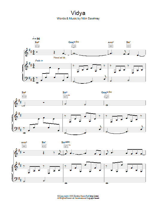 Nitin Sawhney Vidya Sheet Music