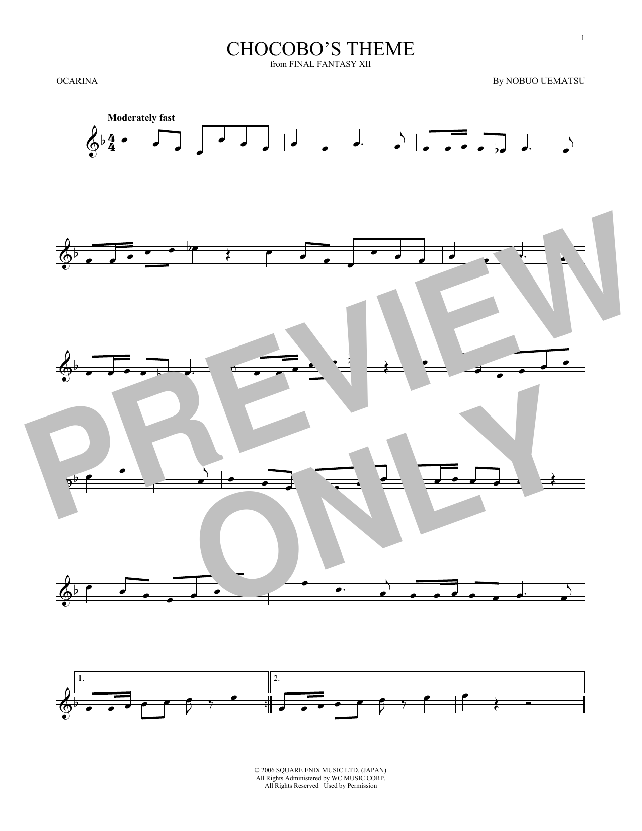 Nobuo Uematsu Chocobo's Theme (from Final Fantasy XII) Sheet Music