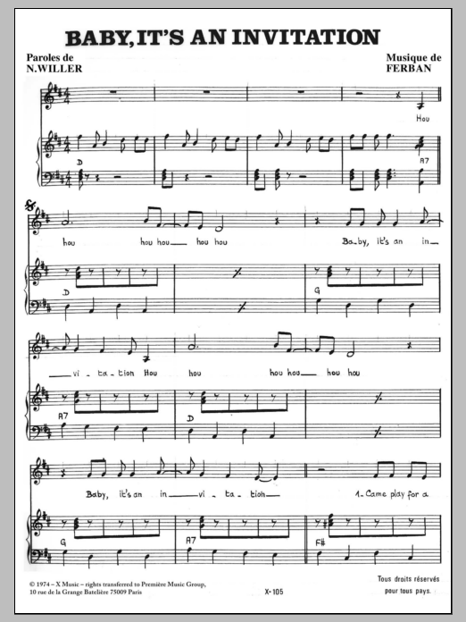 Noe Willer Baby It's An Invitation Sheet Music