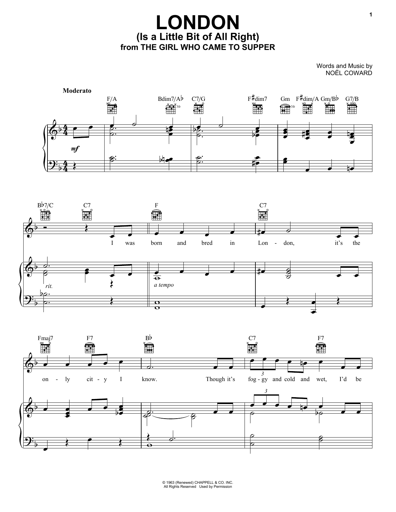 Noel Coward London (Is A Little Bit Of All Right) Sheet Music