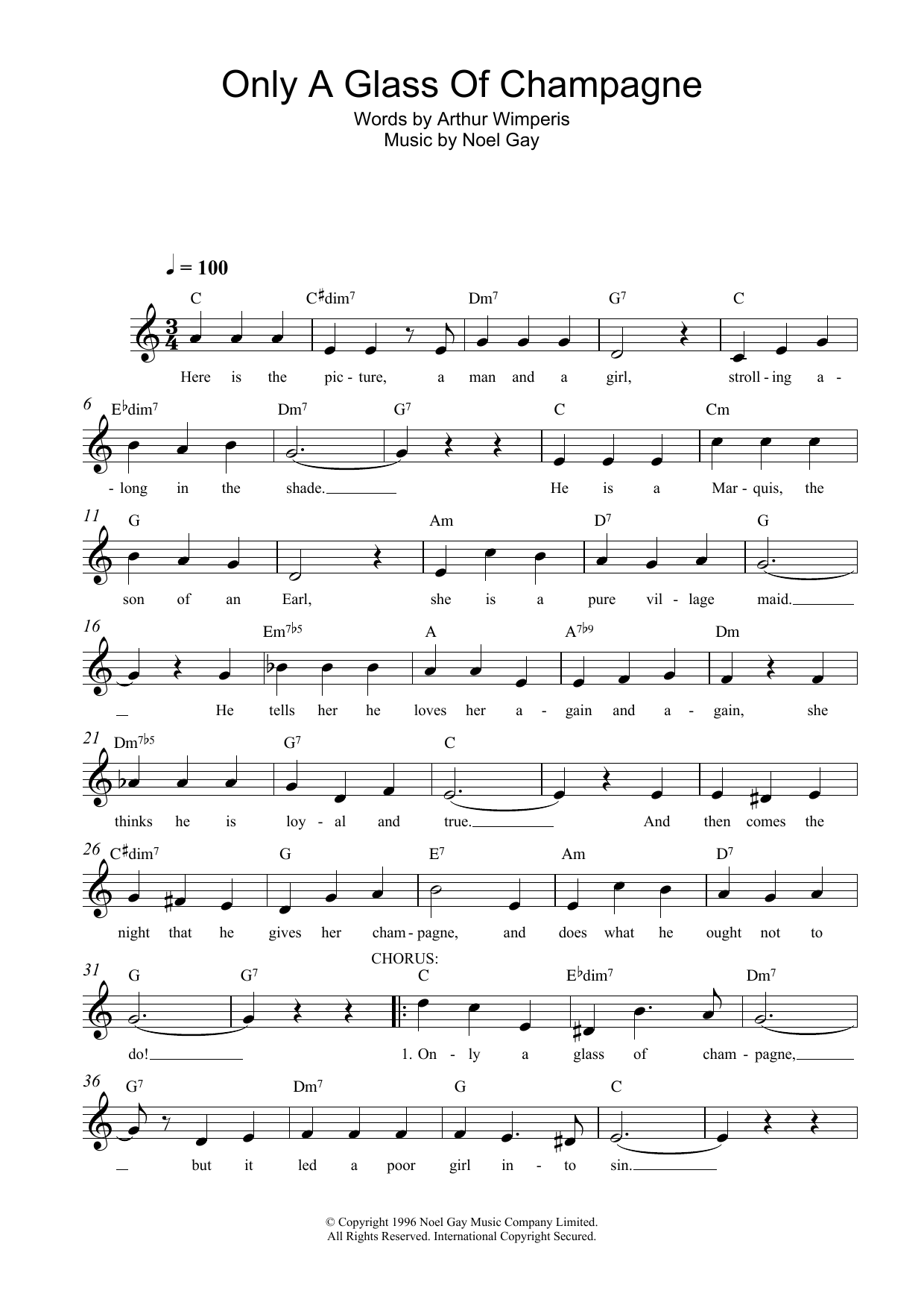 Noel Gay Only A Glass Of Champagne Sheet Music