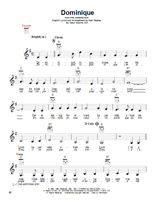 Noel Regney Dominique (from The Singing Nun) Sheet Music