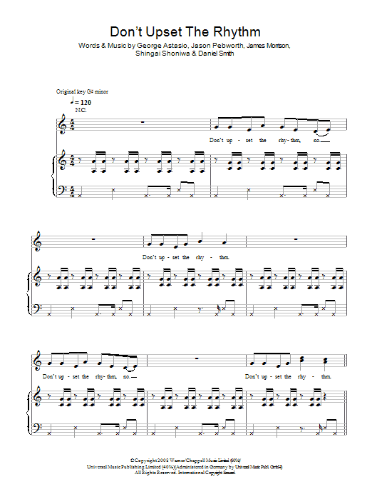 Noisettes Don't Upset The Rhythm Sheet Music