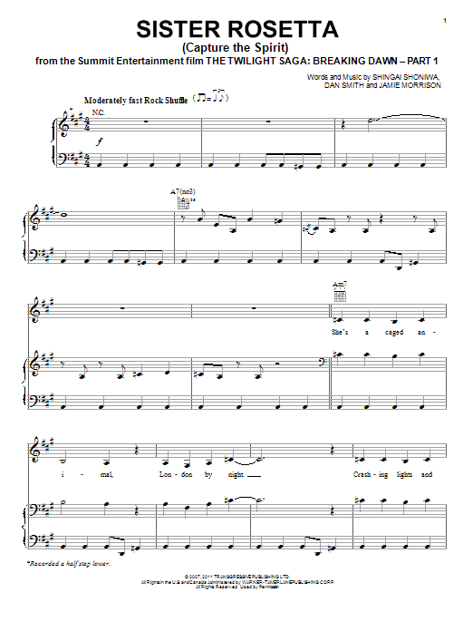 Noisettes Sister Rosetta (Capture The Spirit) Sheet Music