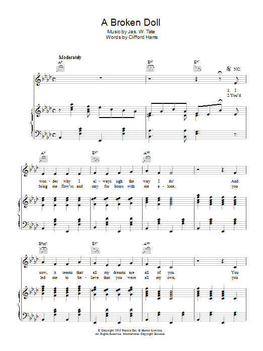 Nora Bayes A Broken Doll Sheet Music