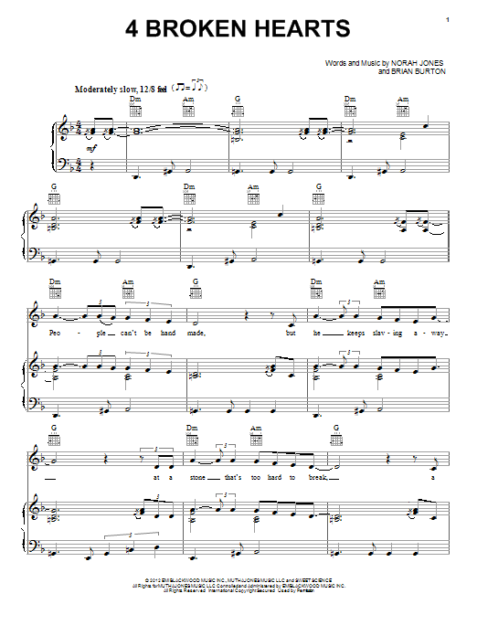 Norah Jones 4 Broken Hearts Sheet Music