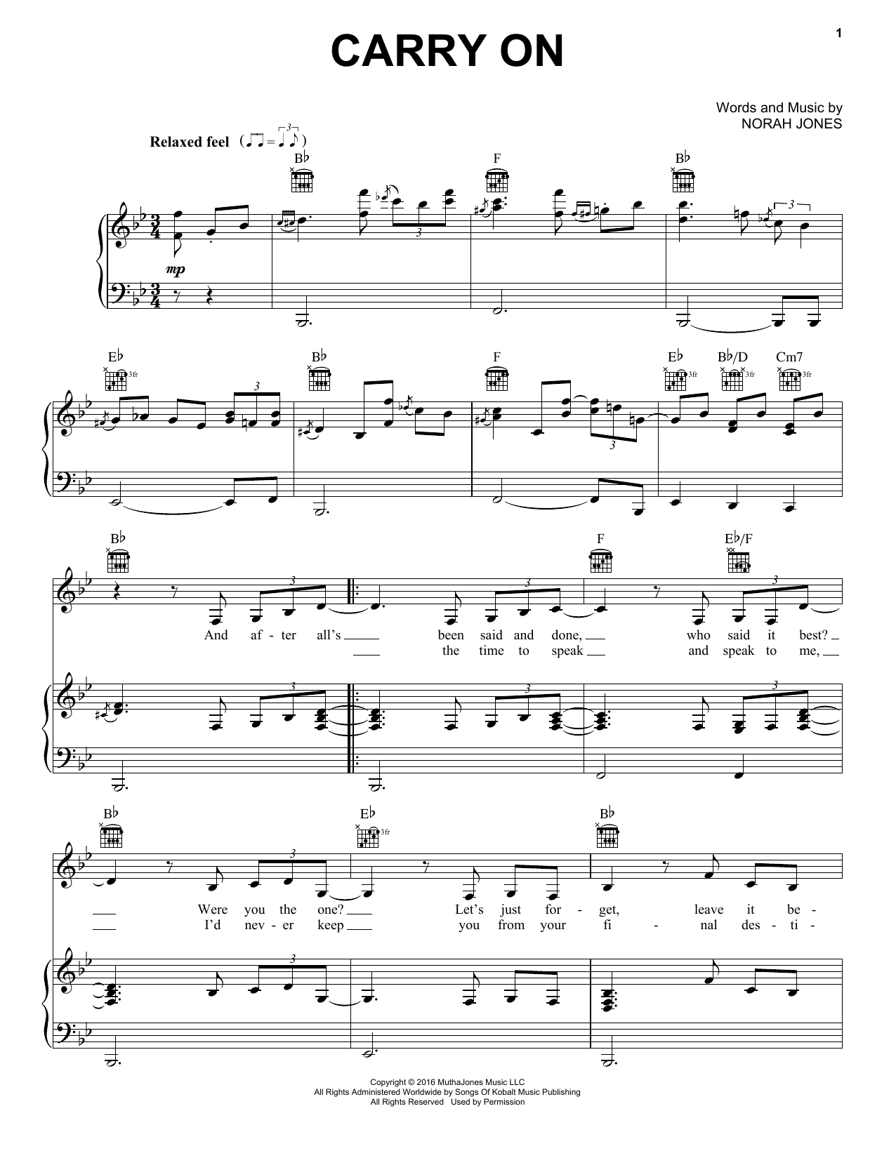 Norah Jones Carry On Sheet Music