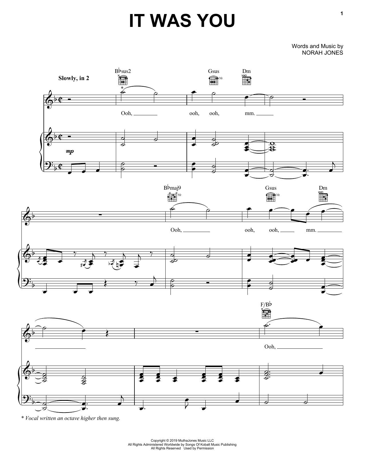 Norah Jones It Was You Sheet Music