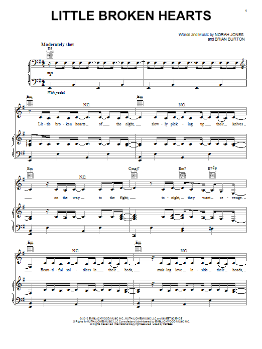 Norah Jones Little Broken Hearts Sheet Music