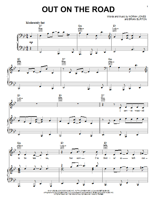 Norah Jones Out On The Road Sheet Music