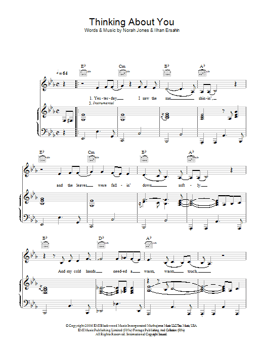 Norah Jones Thinking About You Sheet Music