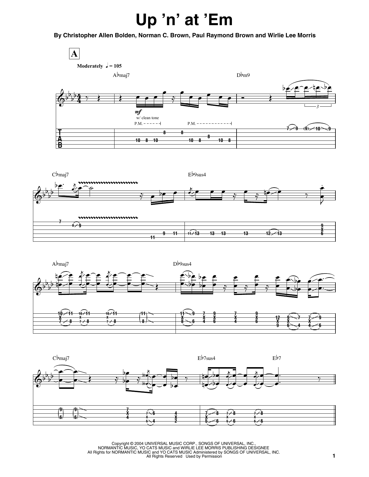 Norman Brown Up 'N' At 'Em Sheet Music