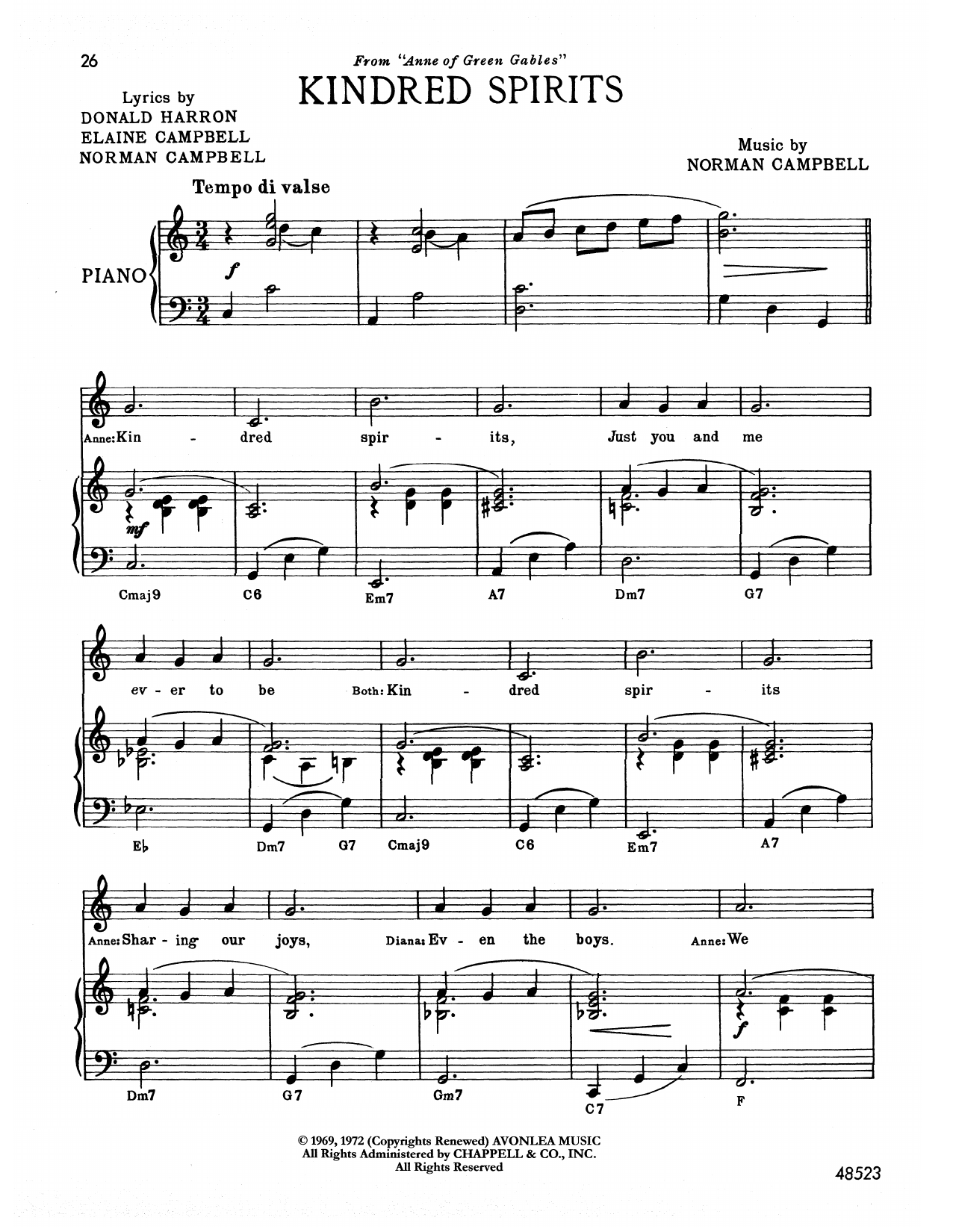 Norman Campbell Kindred Spirits (from Anne Of Green Gables) Sheet Music