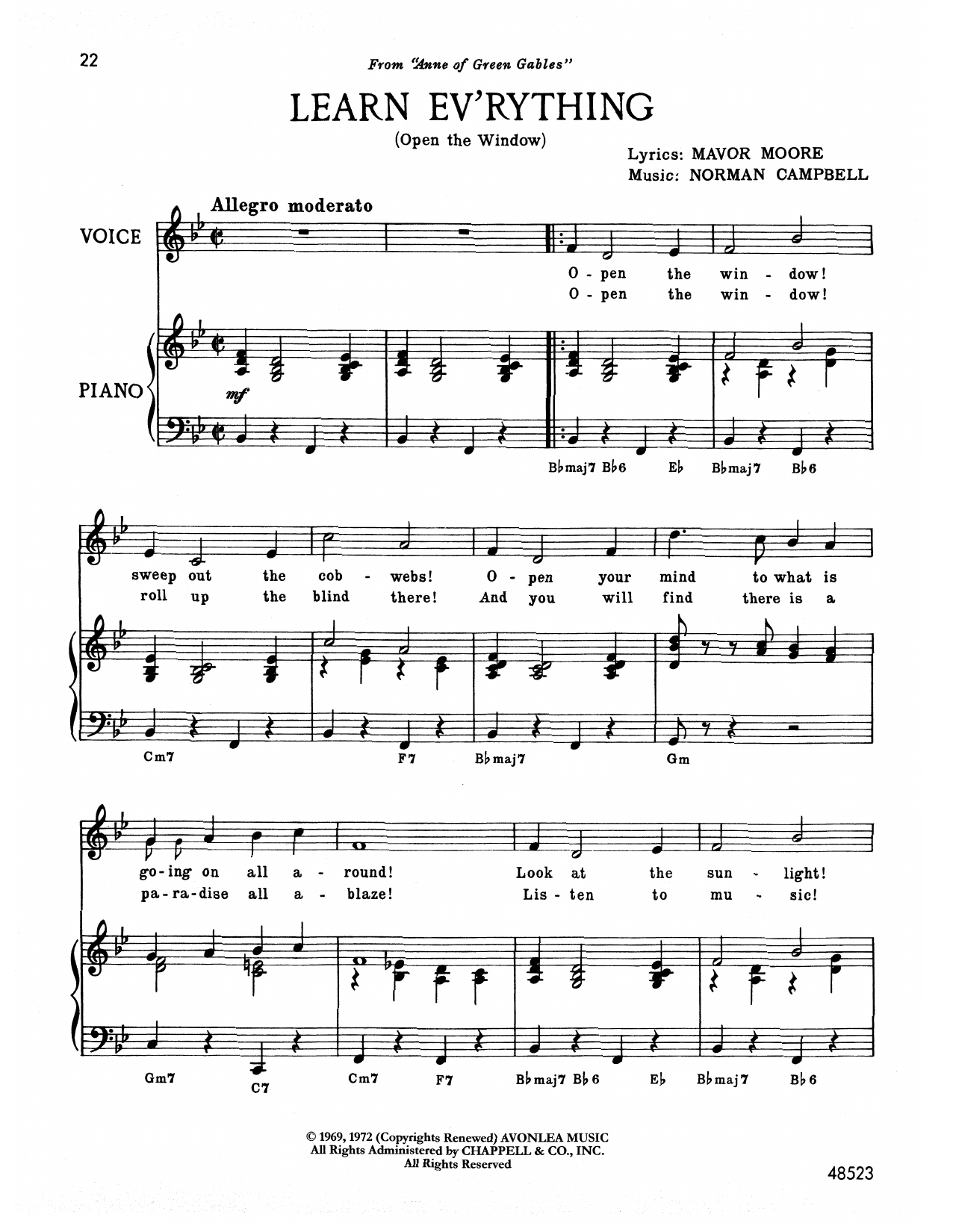 Norman Campbell Learn Ev'rything (from Anne Of Green Gables) Sheet Music