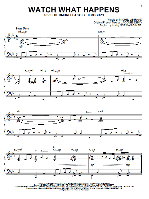 Norman Gimbel Watch What Happens [Jazz version] (arr. Brent Edstrom) Sheet Music