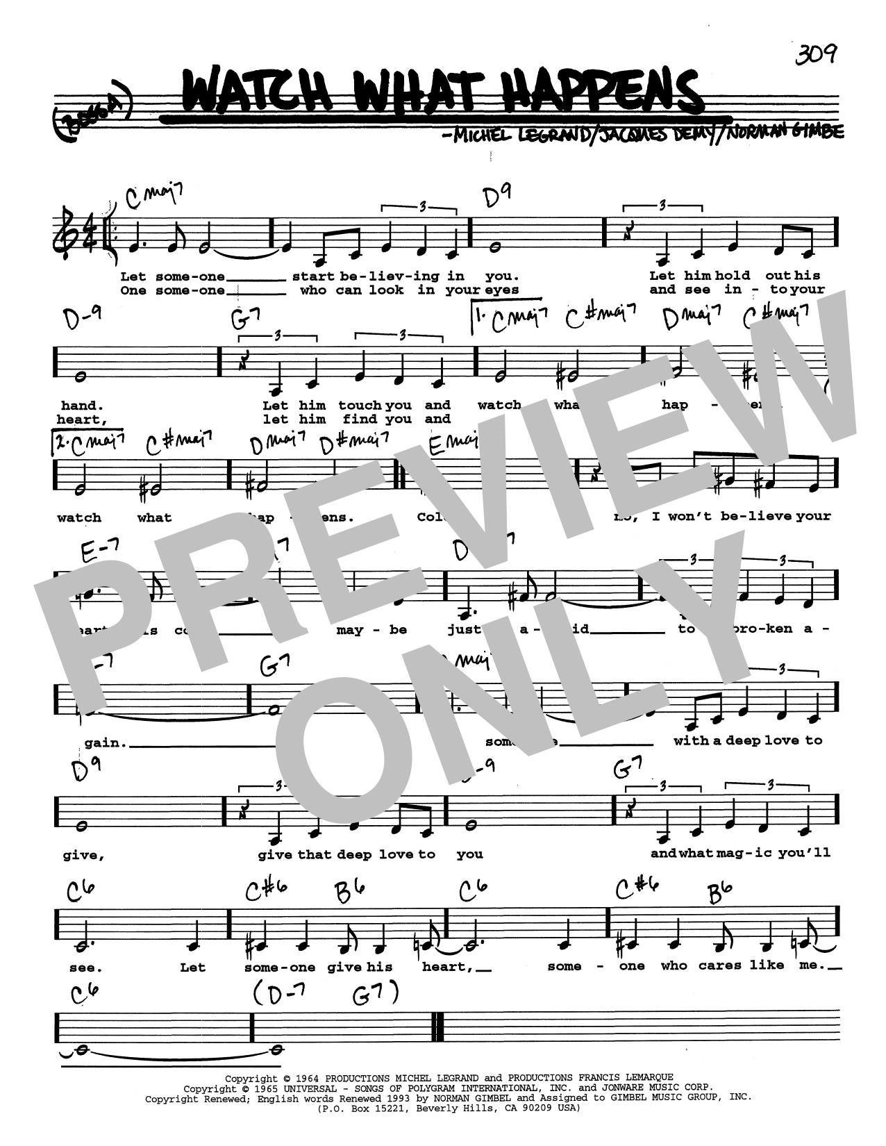 Norman Gimbel Watch What Happens (Low Voice) Sheet Music