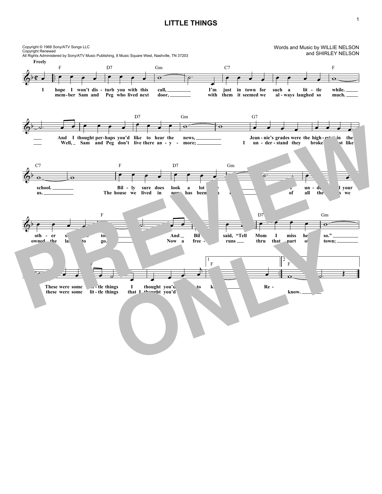 Oak Ridge Boys Little Things Sheet Music