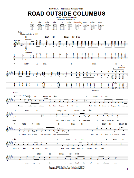 O.A.R. Road Outside Columbus Sheet Music