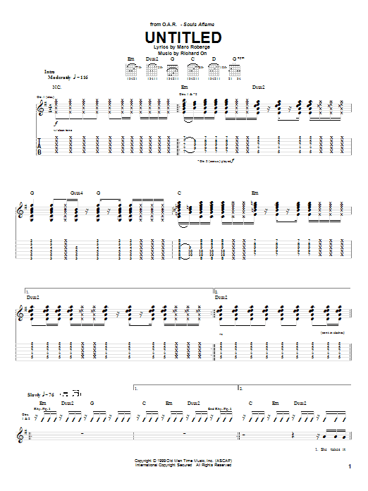 O.A.R. Untitled Sheet Music