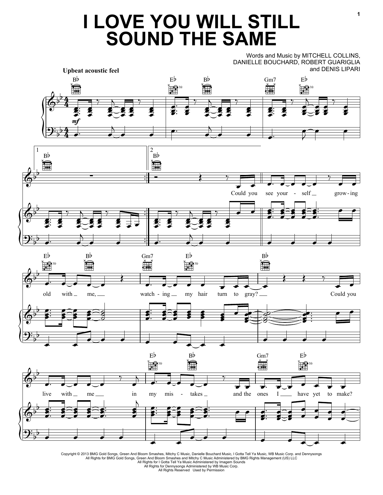 Oh Honey I Love You Will Still Sound The Same Sheet Music