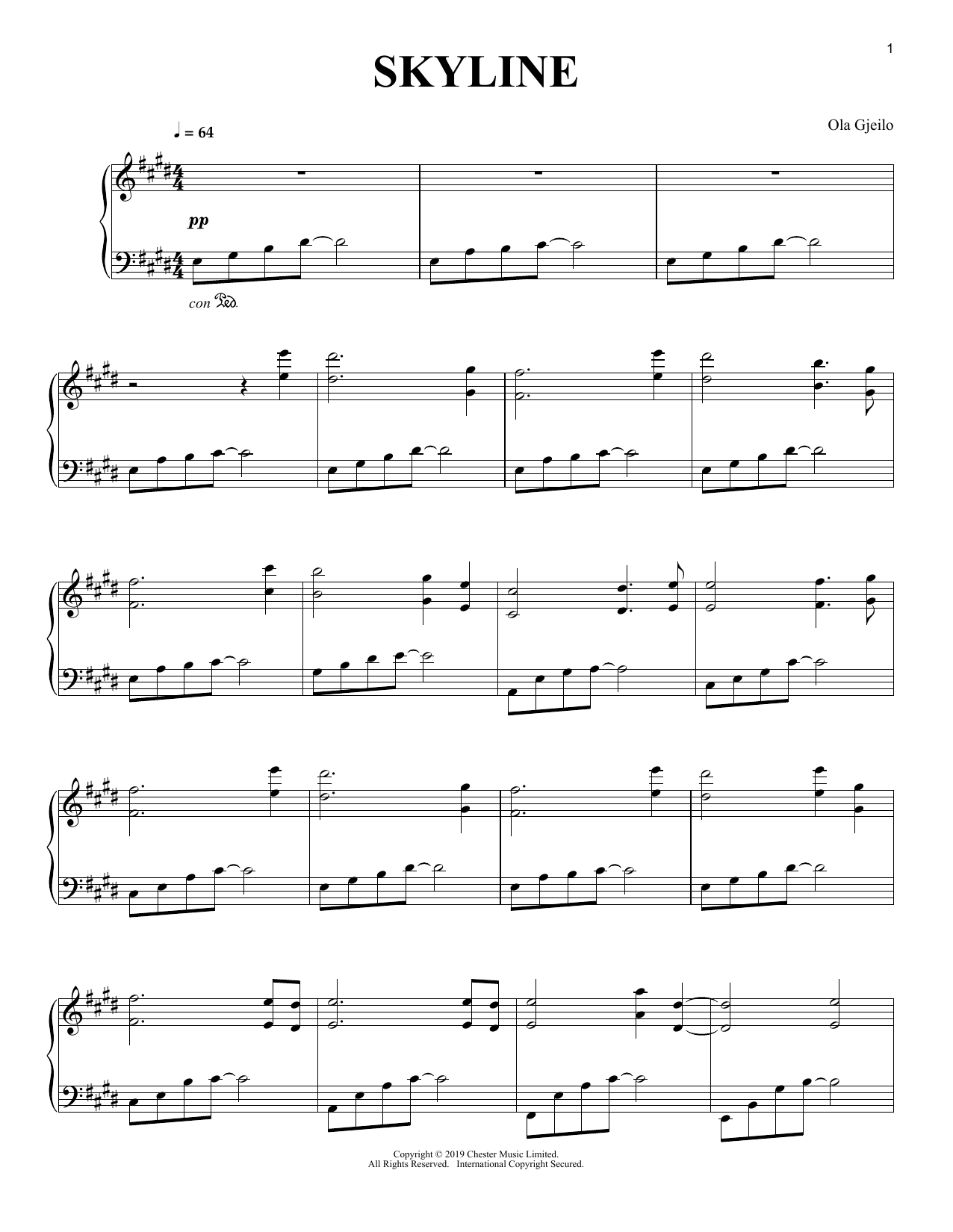 Ola Gjeilo Skyline Sheet Music