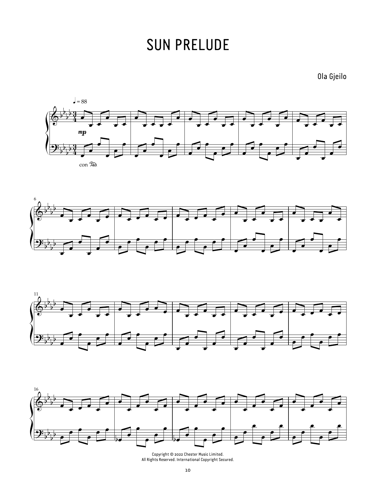 Ola Gjeilo Sun Prelude Sheet Music