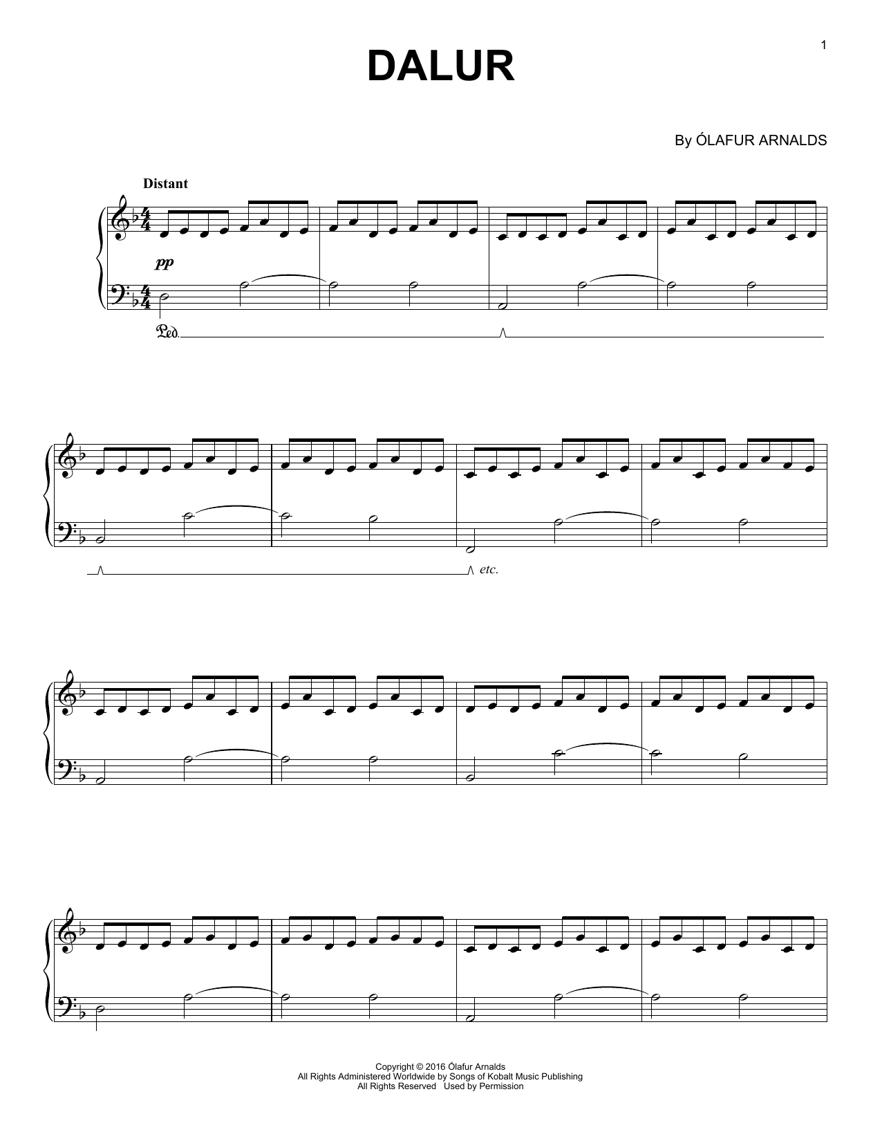 Ólafur Arnalds Dalur Sheet Music