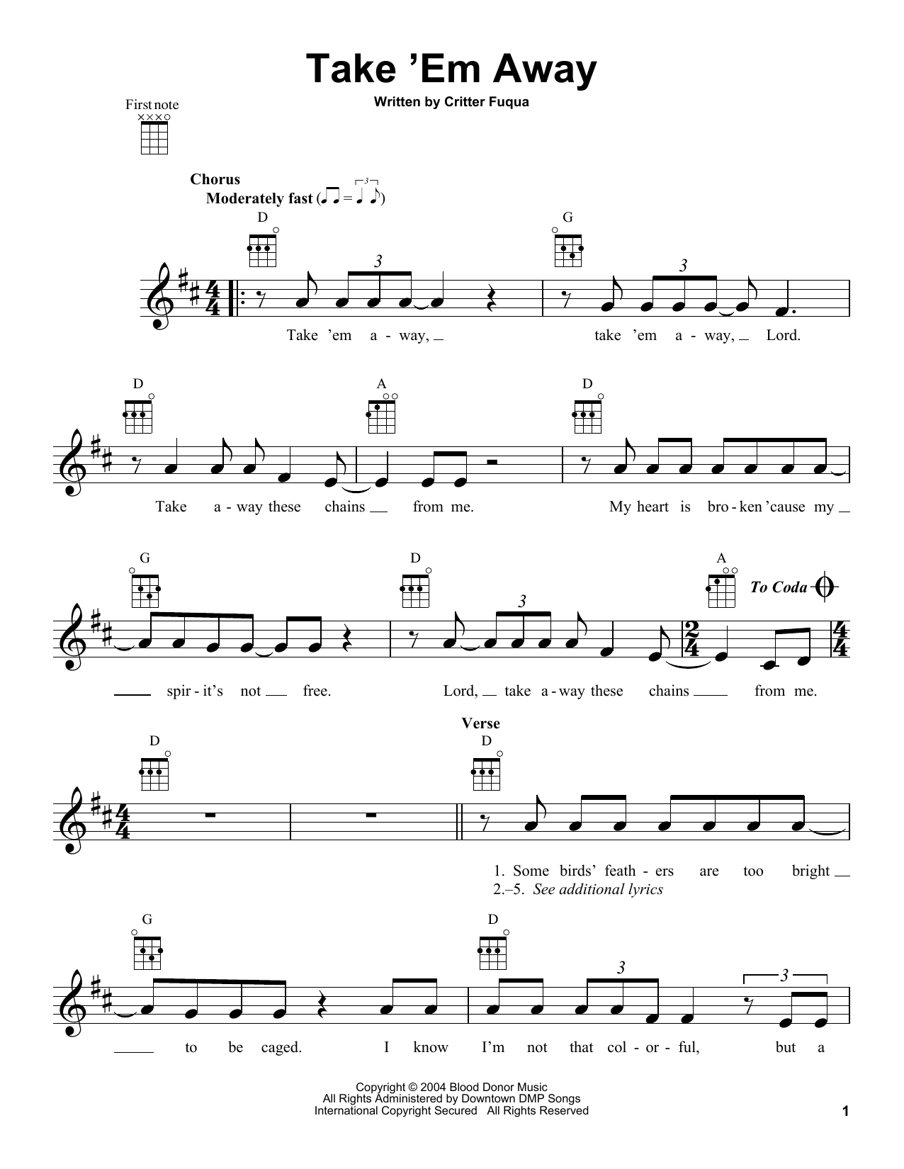 Old Crow Medicine Show Take 'Em Away Sheet Music