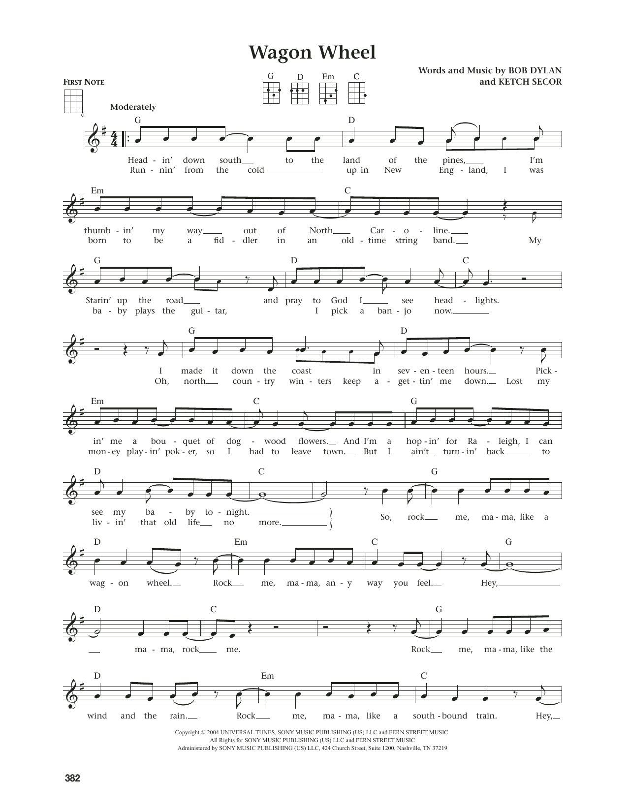 Old Crow Medicine Show Wagon Wheel (from The Daily Ukulele) (arr. Jim Beloff) Sheet Music