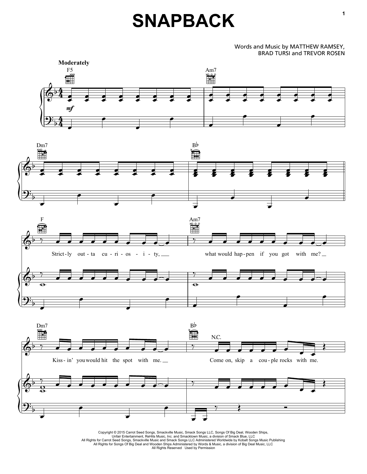 Old Dominion Snapback Sheet Music