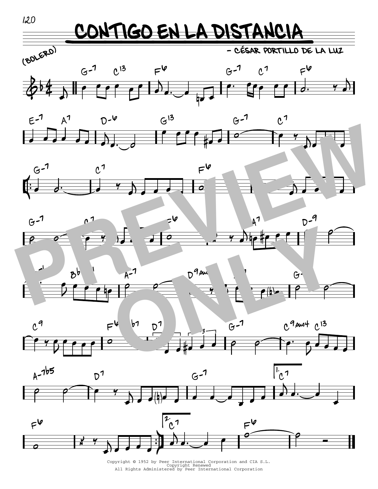 Olga Guillot Contigo En La Distancia Sheet Music