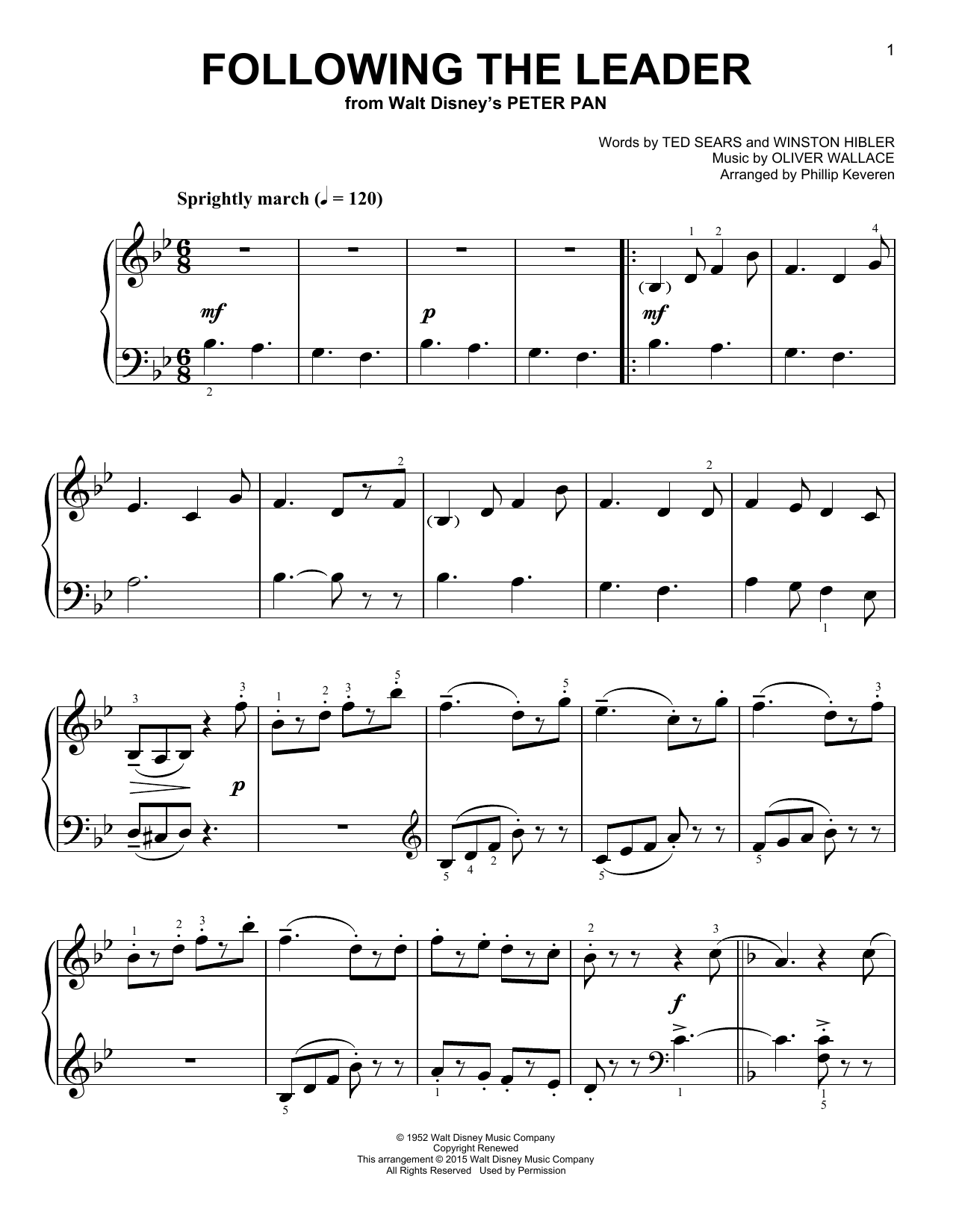 Oliver Wallace Following The Leader [Classical version] (from Peter Pan) (arr. Phillip Keveren) Sheet Music