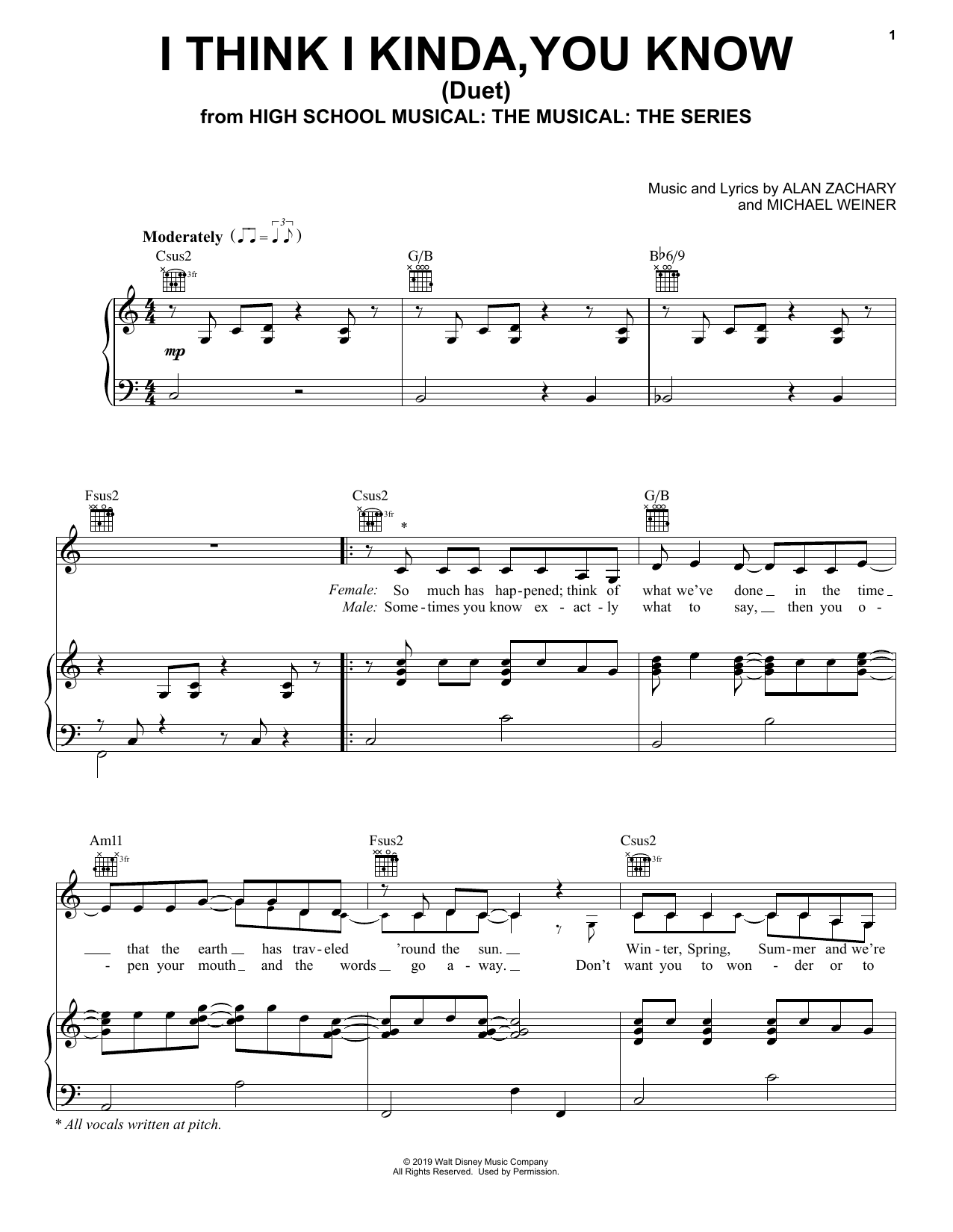 Olivia Rodrigo & Joshua Bassett I Think I Kinda, You Know (Duet) (from High School Musical: The Musical: The Ser Sheet Music