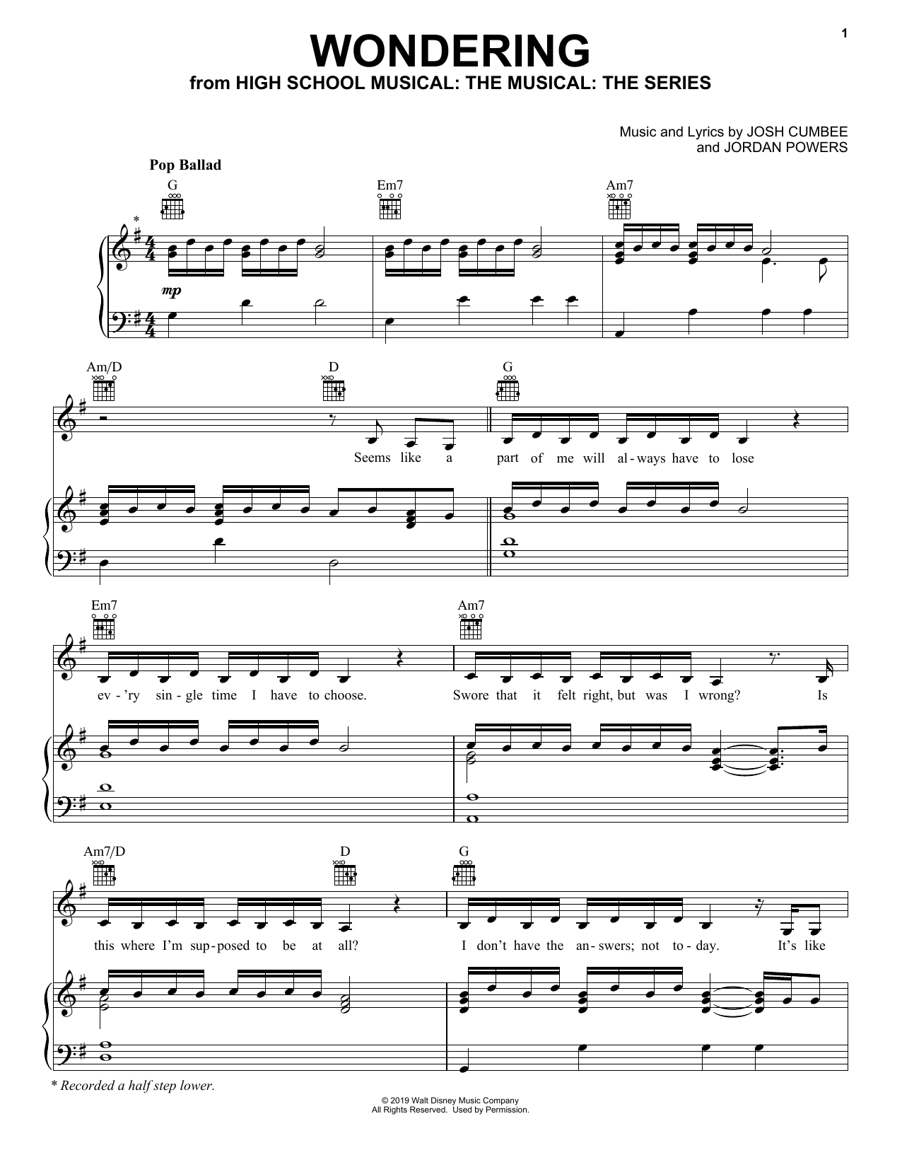 Olivia Rodrigo & Julia Lester Wondering (from High School Musical: The Musical: The Series) Sheet Music