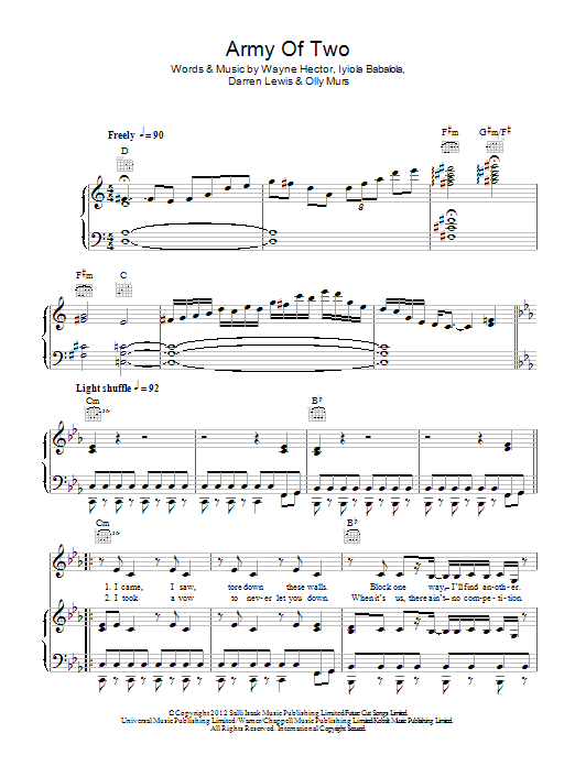 Olly Murs Army Of Two Sheet Music