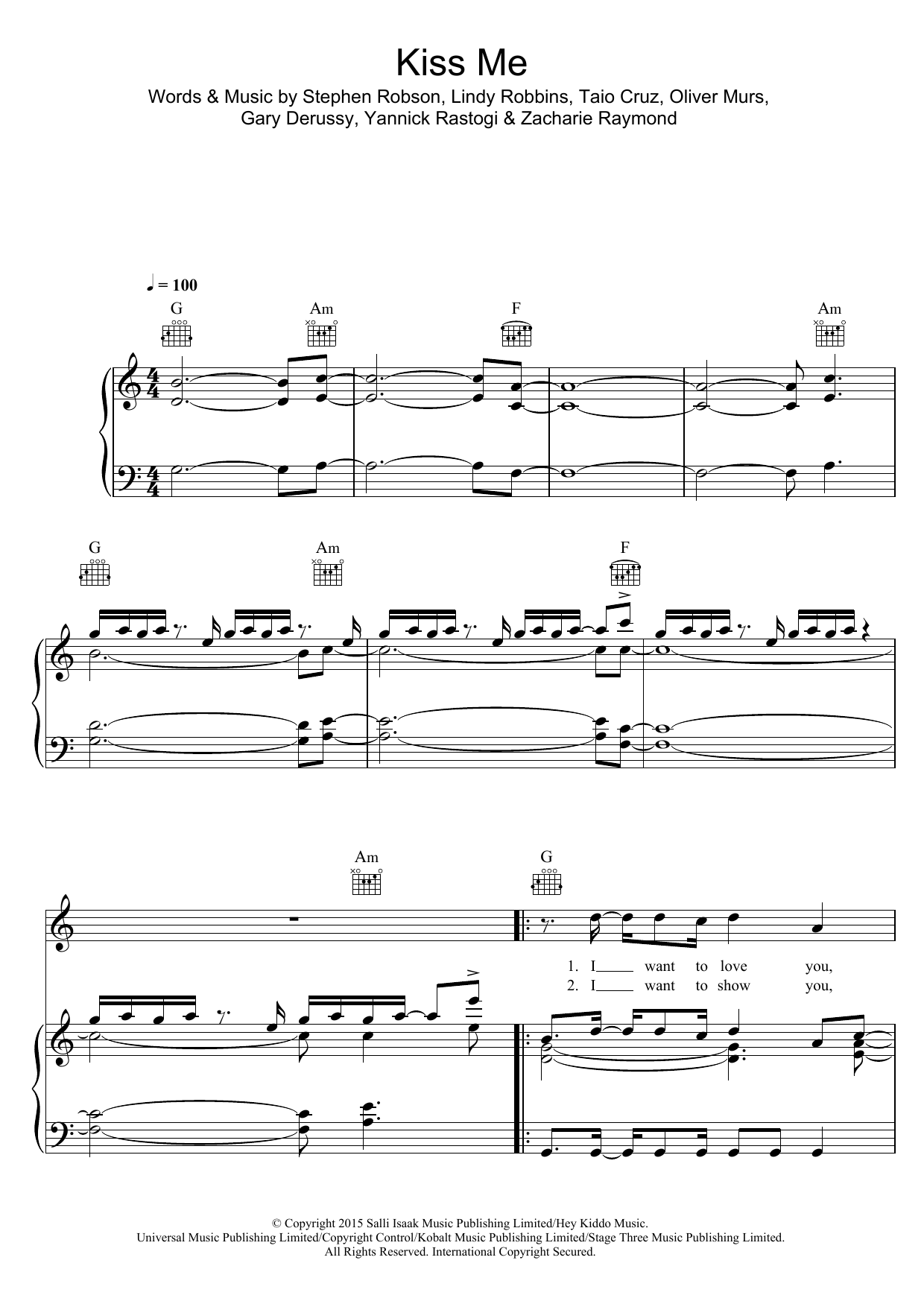 Olly Murs Kiss Me Sheet Music