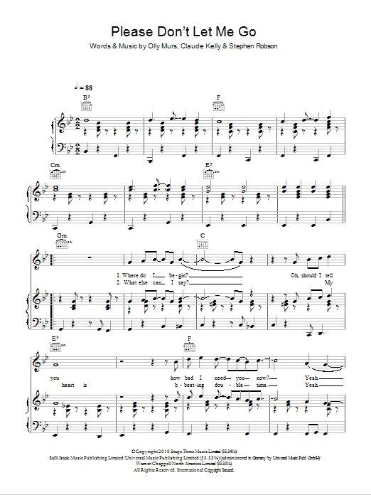Olly Murs Please Don't Let Me Go Sheet Music