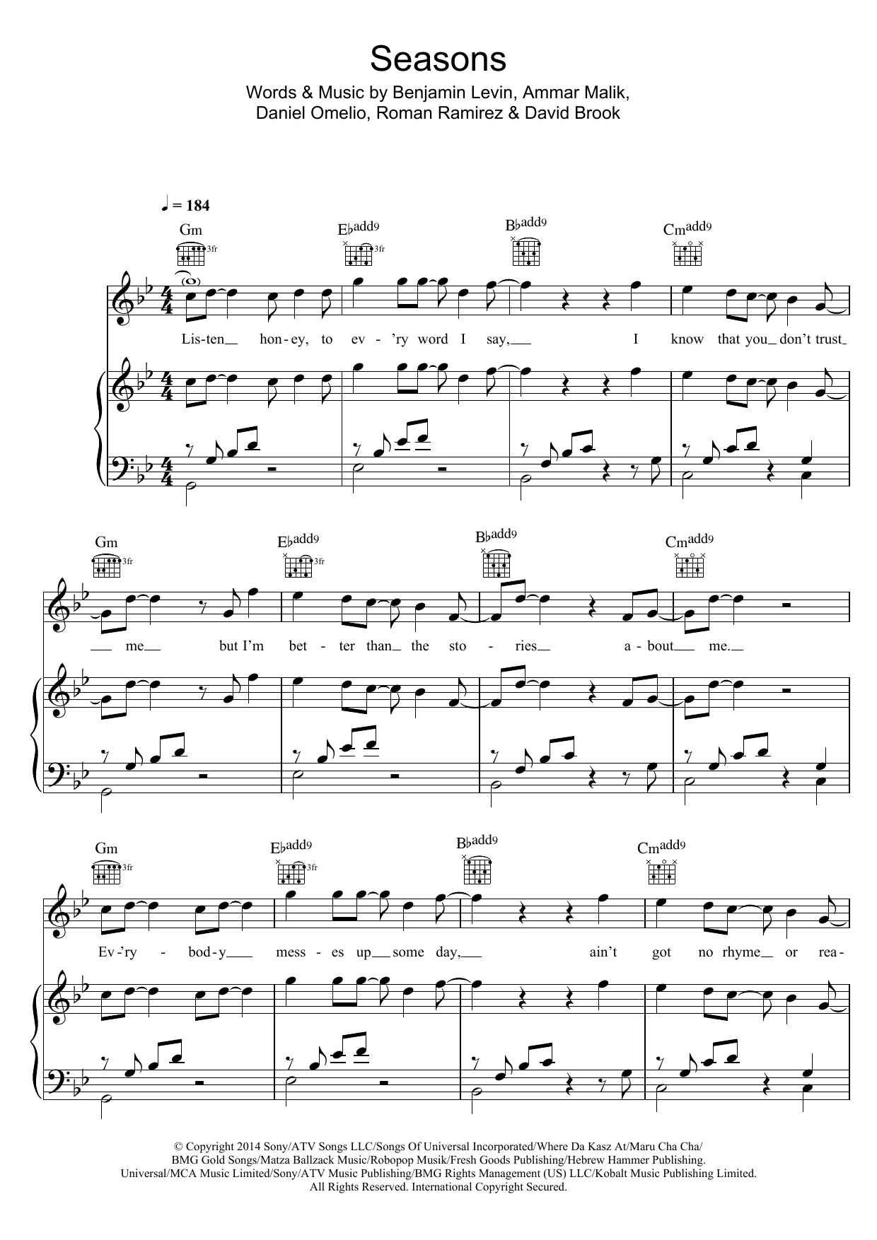 Olly Murs Seasons Sheet Music