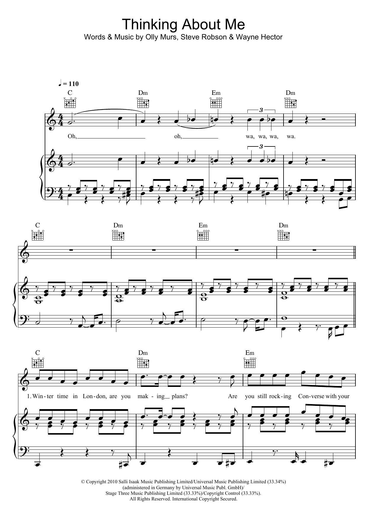 Olly Murs Thinking Of Me Sheet Music